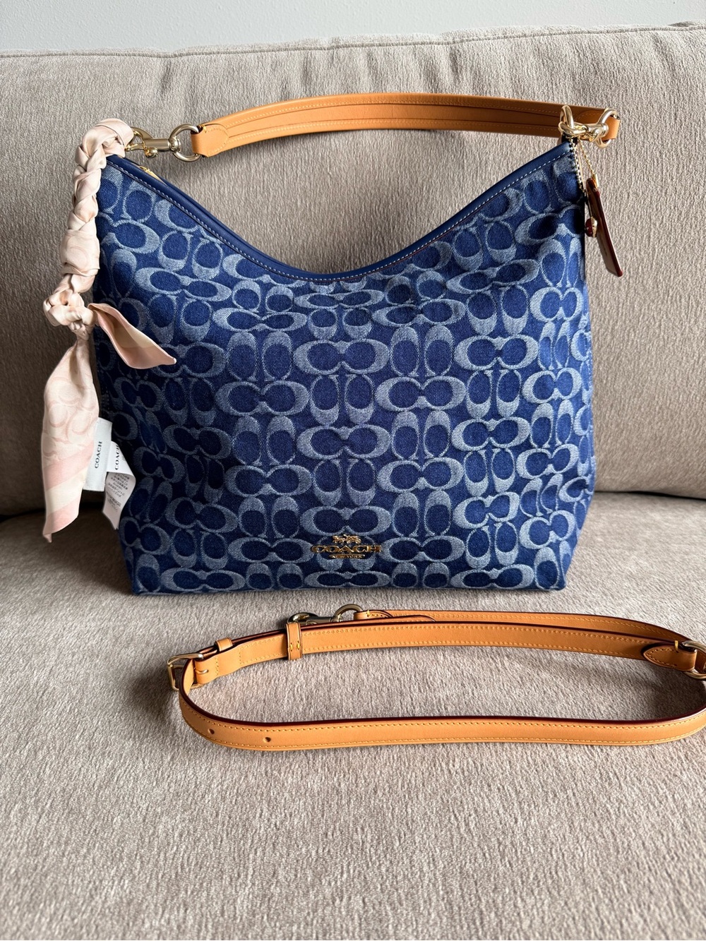 Coach Denim Laurel Large Shoulder Bag Crossbody & Coach Twilly Bundle - Picture 2 of 12